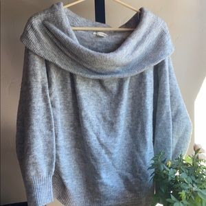 Grey off the shoulder oversized sweater